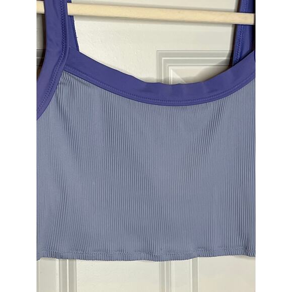 Aerie Periwinkle Blue Ribbed Crop Tank Shirt Medium - Picture 2 of 6